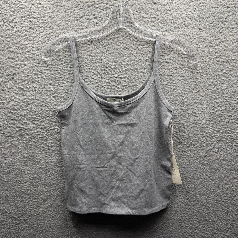 Forever 21 Tank Top Womens Size M Grey Organic Cotton Spaghetti Strap Tank Top M